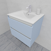 Тумба для ванной с раковиной подвесная, 60 см, влагостойкая, цвет светло-голубой, матовая эмаль + лак, серия СДпрестиж артикул SDTMR-601020-R80B изображение 4