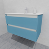Тумба для ванной под раковину подвесная, 90 см, влагостойкая, цвет пастельно-синий, матовая эмаль + лак, серия СДпрестиж артикул SDTM-905024 изображение 4