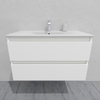 Тумба для ванной под раковину подвесная, 90 см, влагостойкая, цвет белый икеа, матовая эмаль + лак, серия СДпрестиж артикул SDTM-900300-N изображение 5