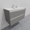 Тумба для ванной с раковиной подвесная, 90 см, влагостойкая, цвет светло-серый икеа, матовая эмаль + лак, серия СДпрестиж артикул SDTMR-905000-N изображение 2