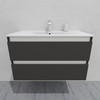 Тумба для ванной под раковину подвесная, 90 см, влагостойкая, цвет серый икеа, матовая эмаль + лак, серия СДпрестиж артикул SDTM-907500-N изображение 5