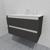 Тумба для ванной под раковину подвесная, 90 см, влагостойкая, цвет серый икеа, матовая эмаль + лак, серия СДпрестиж артикул SDTM-907500-N изображение 4