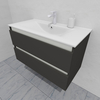 Тумба для ванной под раковину подвесная, 90 см, влагостойкая, цвет серый икеа, матовая эмаль + лак, серия СДпрестиж артикул SDTM-907500-N изображение 3