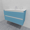 Тумба для ванной под раковину подвесная, 100 см, влагостойкая, цвет пастельно-синий, матовая эмаль + лак, серия СДпрестиж артикул SDTM-1005024 изображение 4