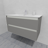 Тумба для ванной под раковину подвесная, 100 см, влагостойкая, цвет светло-серый икеа, матовая эмаль + лак, серия СДпрестиж артикул SDTM-1005000-N изображение 3