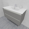 Тумба для ванной под раковину подвесная, 100 см, влагостойкая, цвет светло-серый икеа, матовая эмаль + лак, серия СДпрестиж артикул SDTM-1005000-N изображение 4