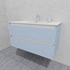Тумба для ванной с раковиной подвесная, 100 см, влагостойкая, цвет голубой, матовая эмаль + лак, серия СДпрестиж артикул SDTMR-1001020-R80B изображение 4