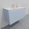 Тумба для ванной с раковиной подвесная, 100 см, влагостойкая, цвет голубой, матовая эмаль + лак, серия СДпрестиж артикул SDTMR-1001020-R80B изображение 2