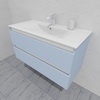 Тумба для ванной с раковиной подвесная, 100 см, влагостойкая, цвет голубой, матовая эмаль + лак, серия СДпрестиж артикул SDTMR-1001020-R80B изображение 3