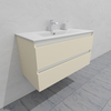 Тумба для ванной с раковиной подвесная, 100 см, влагостойкая, цвет жемчужно-белый, матовая эмаль + лак, серия СДпрестиж артикул SDTMR-1001013 изображение 2