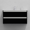 Тумба для ванной с раковиной подвесная, 100 см, влагостойкая, цвет черный, матовая эмаль + лак, серия СДпрестиж артикул SDTMR-1009000-N изображение 1