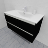 Тумба для ванной с раковиной подвесная, 100 см, влагостойкая, цвет черный, матовая эмаль + лак, серия СДпрестиж артикул SDTMR-1009000-N изображение 4