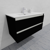 Тумба для ванной с раковиной подвесная, 100 см, влагостойкая, цвет черный, матовая эмаль + лак, серия СДпрестиж артикул SDTMR-1009000-N изображение 2