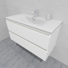 Тумба для ванной под раковину подвесная, 100 см, влагостойкая, цвет белый икеа, матовая эмаль + лак, серия СДпрестиж артикул SDTM-1000300-N изображение 4