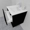 Тумба для ванной с раковиной подвесная, 60 см, влагостойкая, цвет черный, матовая эмаль + лак, серия СДпрестиж артикул SDTMR-609000-N изображение 5