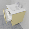 Тумба для ванной с раковиной подвесная, 70 см, влагостойкая, цвет слоновая кость, матовая эмаль + лак, серия СДпрестиж артикул SDTMR-701014 изображение 4