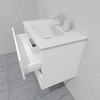 Тумба для ванной под раковину подвесная, 80 см, влагостойкая, цвет белый икеа, матовая эмаль + лак, серия СДпрестиж артикул SDTM-800300-N изображение 6
