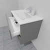 Тумба для ванной под раковину подвесная, 80 см, влагостойкая, цвет светло-серый икеа, матовая эмаль + лак, серия СДпрестиж артикул SDTM-805000-N изображение 6