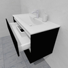 Тумба для ванной с раковиной подвесная, 100 см, влагостойкая, цвет черный, матовая эмаль + лак, серия СДпрестиж артикул SDTMR-1009000-N изображение 6