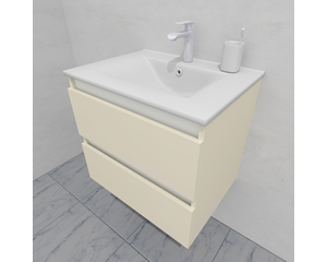 Тумба для ванной под раковину подвесная, 60 см, влагостойкая, цвет жемчужно-белый, матовая эмаль + лак, серия СДпрестиж артикул SDTM-601013 изображение 1
