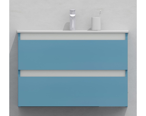 Тумба для ванной под раковину подвесная, 80 см, влагостойкая, цвет пастельно-синий, матовая эмаль + лак, серия СДпрестиж артикул SDTM-805024 изображение 1