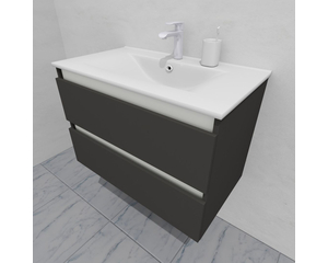 Тумба для ванной под раковину подвесная, 80 см, влагостойкая, цвет серый икеа, матовая эмаль + лак, серия СДпрестиж артикул SDTM-807500-N изображение 1
