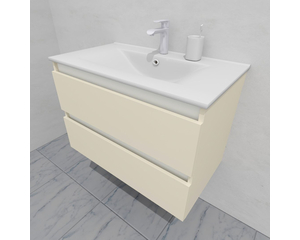 Тумба для ванной под раковину подвесная, 80 см, влагостойкая, цвет жемчужно-белый, матовая эмаль + лак, серия СДпрестиж артикул SDTM-801013 изображение 1
