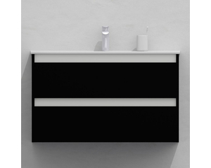 Тумба для ванной под раковину подвесная, 90 см, влагостойкая, цвет черный, матовая эмаль + лак, серия СДпрестиж артикул SDTM-909000-N изображение 1