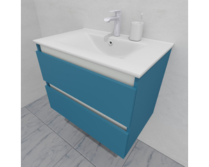 Тумба для ванной под раковину подвесная, 70 см, влагостойкая, цвет пастельно-синий, матовая эмаль + лак, серия СДпрестиж артикул SDTM-705024 изображение 1