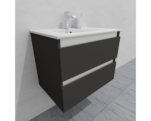Тумба для ванной под раковину подвесная, 70 см, влагостойкая, цвет серый икеа, матовая эмаль + лак, серия СДпрестиж артикул SDTM-707500-N изображение 1