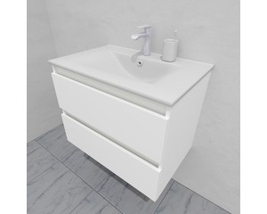 Тумба для ванной с раковиной подвесная, 70 см, влагостойкая, цвет белый икеа, матовая эмаль + лак, серия СДпрестиж артикул SDTMR-700300-N изображение 1