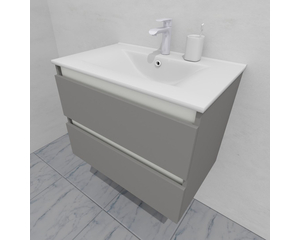 Тумба для ванной с раковиной подвесная, 70 см, влагостойкая, цвет светло-серый икеа, матовая эмаль + лак, серия СДпрестиж артикул SDTMR-705000-N изображение 1