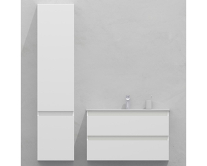 Комплект мебели для ванной тумба 90 см и пеналом 40*40*170 см, левый, цвет NCS S 0300-N, влагостойкий, матовая эмаль + лак, серия СДпрестиж артикул SDPLTM-900300-N изображение 1