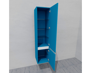 Шкаф-пенал для ванной подвесной глубина 40 см, правый, влагостойкий, цвет синий, матовая эмаль + лак, серия СДпрестиж артикул SDPP-405012 изображение 1