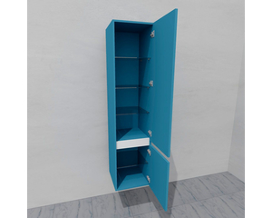 Шкаф-пенал для ванной подвесной глубина 35 см, правый, влагостойкий, цвет пастельно-синий, матовая эмаль + лак, серия СДпрестиж артикул SDPP35-405024 изображение 1