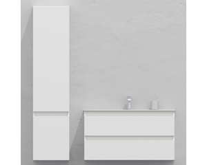 Комплект мебели для ванной тумба 100 см и пеналом 40*35*170 см, левый, цвет NCS S 0300-N, влагостойкий, матовая эмаль + лак, серия СДпрестиж артикул SDPLTM35-1000300-N изображение 1