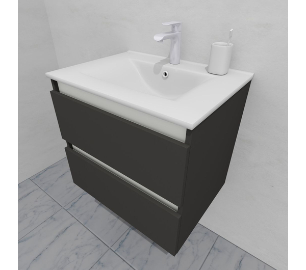 Тумба для ванной с раковиной подвесная, 60 см, влагостойкая, цвет серый икеа, матовая эмаль + лак, серия СДпрестиж артикул SDTMR-607500-N изображение 1