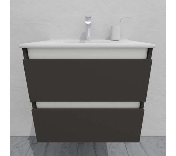 Тумба для ванной с раковиной подвесная, 60 см, влагостойкая, цвет серый икеа, матовая эмаль + лак, серия СДпрестиж артикул SDTMR-607500-N изображение 5