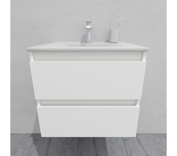 Тумба для ванной под раковину подвесная, 60 см, влагостойкая, цвет белый икеа, матовая эмаль + лак, серия СДпрестиж артикул SDTM-600300-N изображение 3