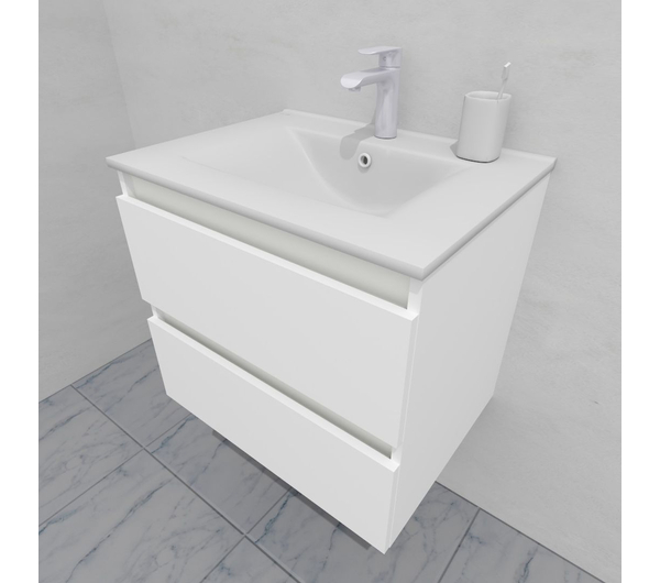 Тумба для ванной под раковину подвесная, 60 см, влагостойкая, цвет белый икеа, матовая эмаль + лак, серия СДпрестиж артикул SDTM-600300-N изображение 4