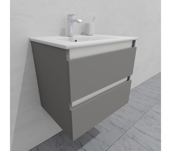 Тумба для ванной под раковину подвесная, 60 см, влагостойкая, цвет светло-серый икеа, матовая эмаль + лак, серия СДпрестиж артикул SDTM-605000-N изображение 7
