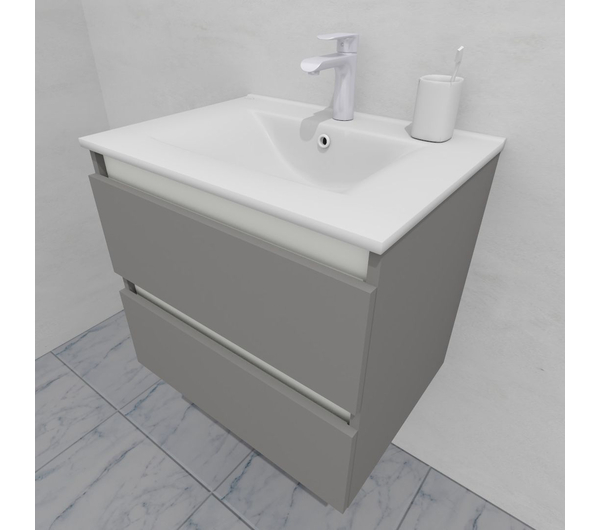 Тумба для ванной под раковину подвесная, 60 см, влагостойкая, цвет светло-серый икеа, матовая эмаль + лак, серия СДпрестиж артикул SDTM-605000-N изображение 4