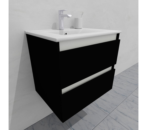 Тумба для ванной с раковиной подвесная, 60 см, влагостойкая, цвет черный, матовая эмаль + лак, серия СДпрестиж артикул SDTMR-609000-N изображение 7