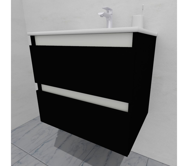 Тумба для ванной с раковиной подвесная, 60 см, влагостойкая, цвет черный, матовая эмаль + лак, серия СДпрестиж артикул SDTMR-609000-N изображение 3