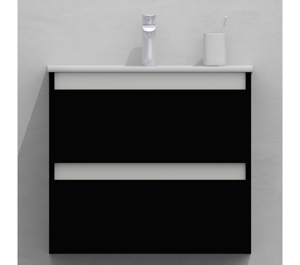 Тумба для ванной с раковиной подвесная, 60 см, влагостойкая, цвет черный, матовая эмаль + лак, серия СДпрестиж артикул SDTMR-609000-N изображение 1