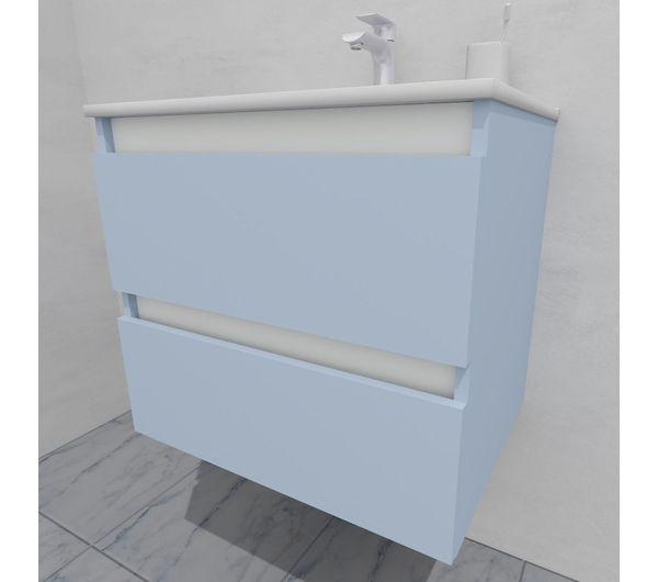 Тумба для ванной с раковиной подвесная, 60 см, влагостойкая, цвет светло-голубой, матовая эмаль + лак, серия СДпрестиж артикул SDTMR-601020-R80B изображение 3