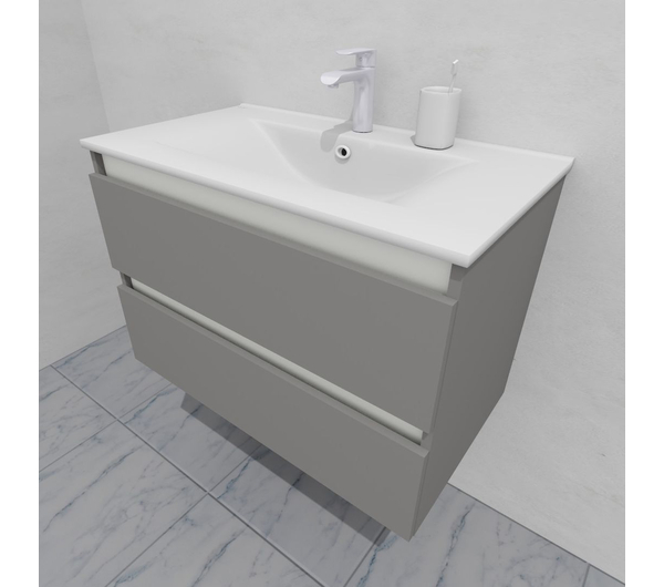Тумба для ванной под раковину подвесная, 80 см, влагостойкая, цвет светло-серый икеа, матовая эмаль + лак, серия СДпрестиж артикул SDTM-805000-N изображение 4