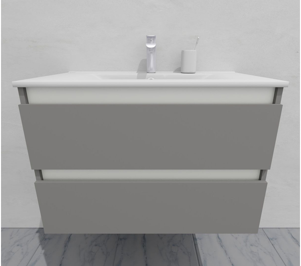 Тумба для ванной под раковину подвесная, 80 см, влагостойкая, цвет светло-серый икеа, матовая эмаль + лак, серия СДпрестиж артикул SDTM-805000-N изображение 5