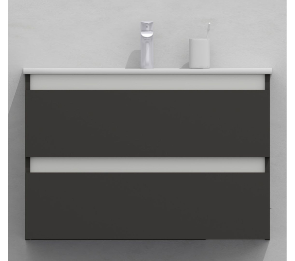 Тумба для ванной с раковиной подвесная, 80 см, влагостойкая, цвет серый икеа, матовая эмаль + лак, серия СДпрестиж артикул SDTMR-807500-N изображение 3