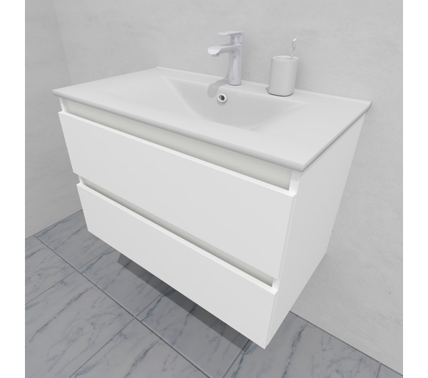 Тумба для ванной под раковину подвесная, 80 см, влагостойкая, цвет белый икеа, матовая эмаль + лак, серия СДпрестиж артикул SDTM-800300-N изображение 1